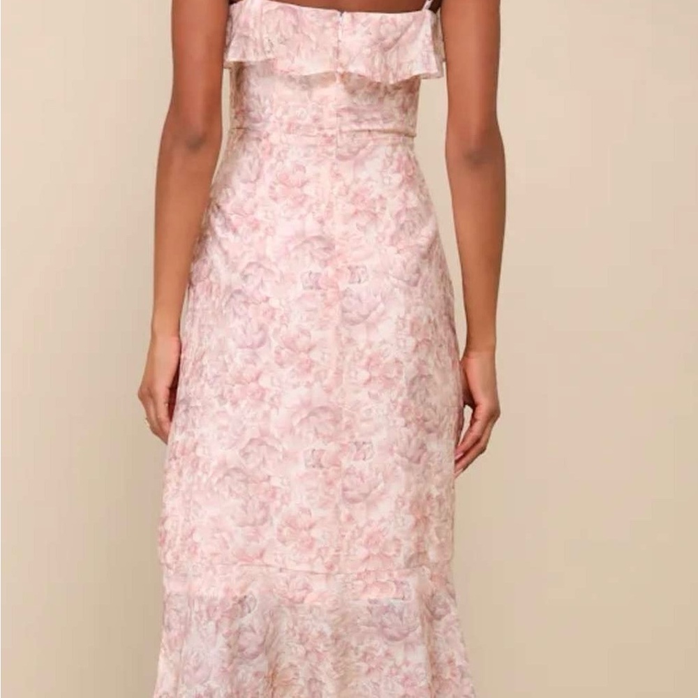 Floral Pink Strapless Dress